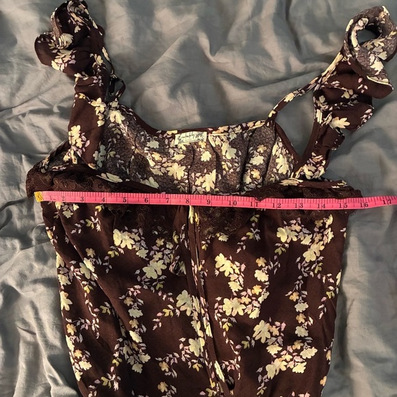 NWOT Intimately Free People Bodysuit Take It Away brown and pink Floral Size SP - Picture 7 of 8